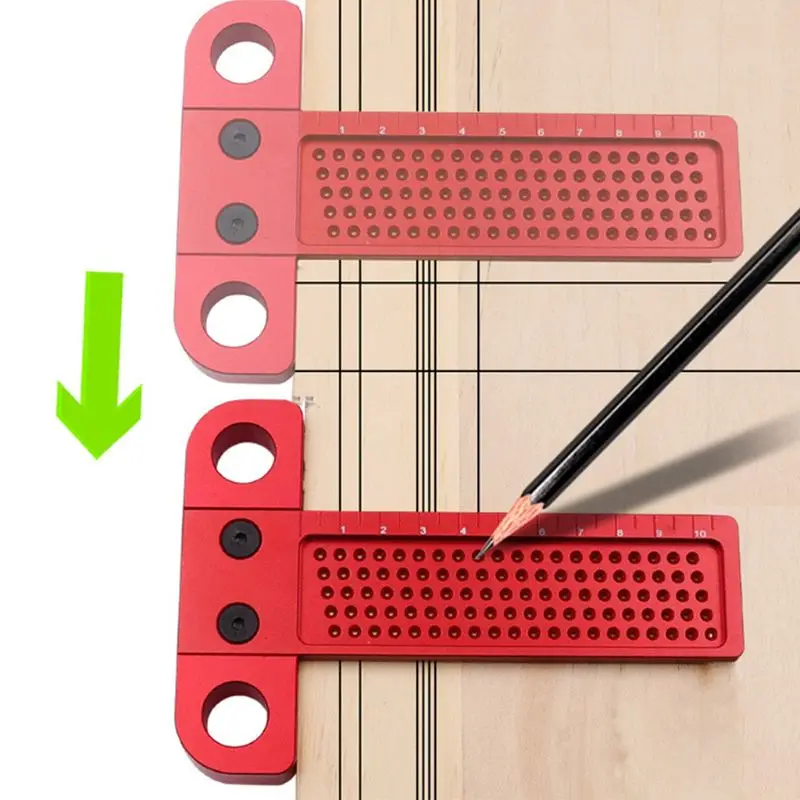 

Woodworking Scribe 100mm T-type Ruler Hole Scribing Drawing Marking Gauge Aluminum Crossed-out Measuring Tool G8TB