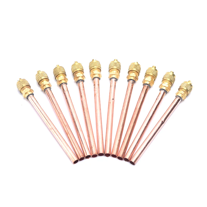 

10pcs Air Conditioner Refrigeration Access Valves 6mm OD Copper Tube Filling Parts Replacements