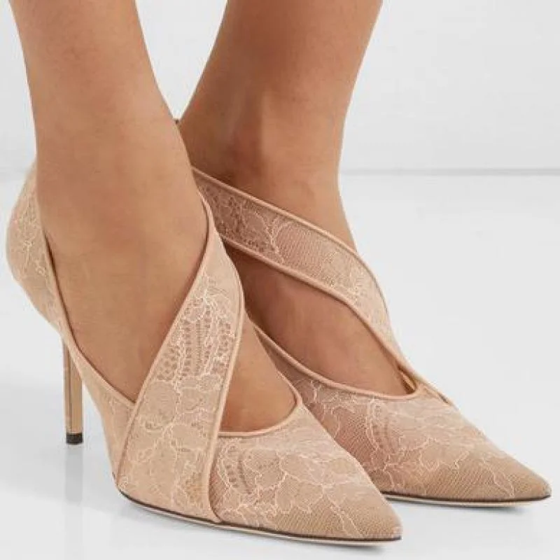 

Pumps Women's Fashion Single s Pointed Sweet Pink Lace Wedding Bride High Heels Thin Heel Princess Shoe Sandalias