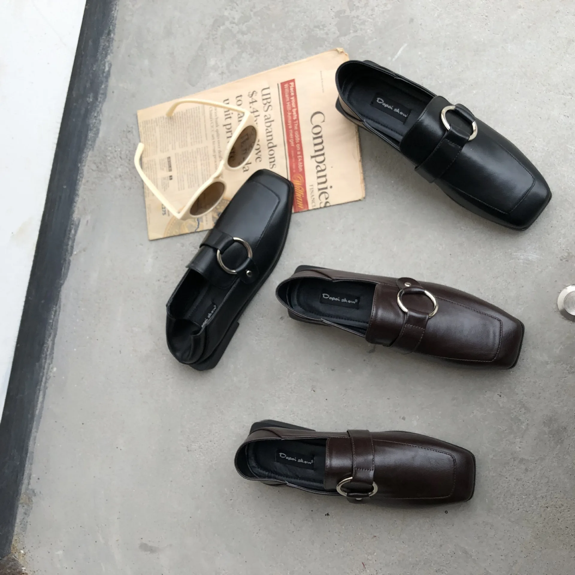 Пенни Лоферы для женщин мокасин из овчины puLeather слипоны с открытым носком на