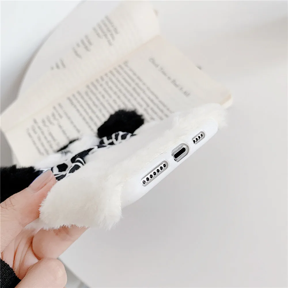 Чехол для iPhone 11 Pro Max плюшевый чехол телефона милая пушистая панда бампер