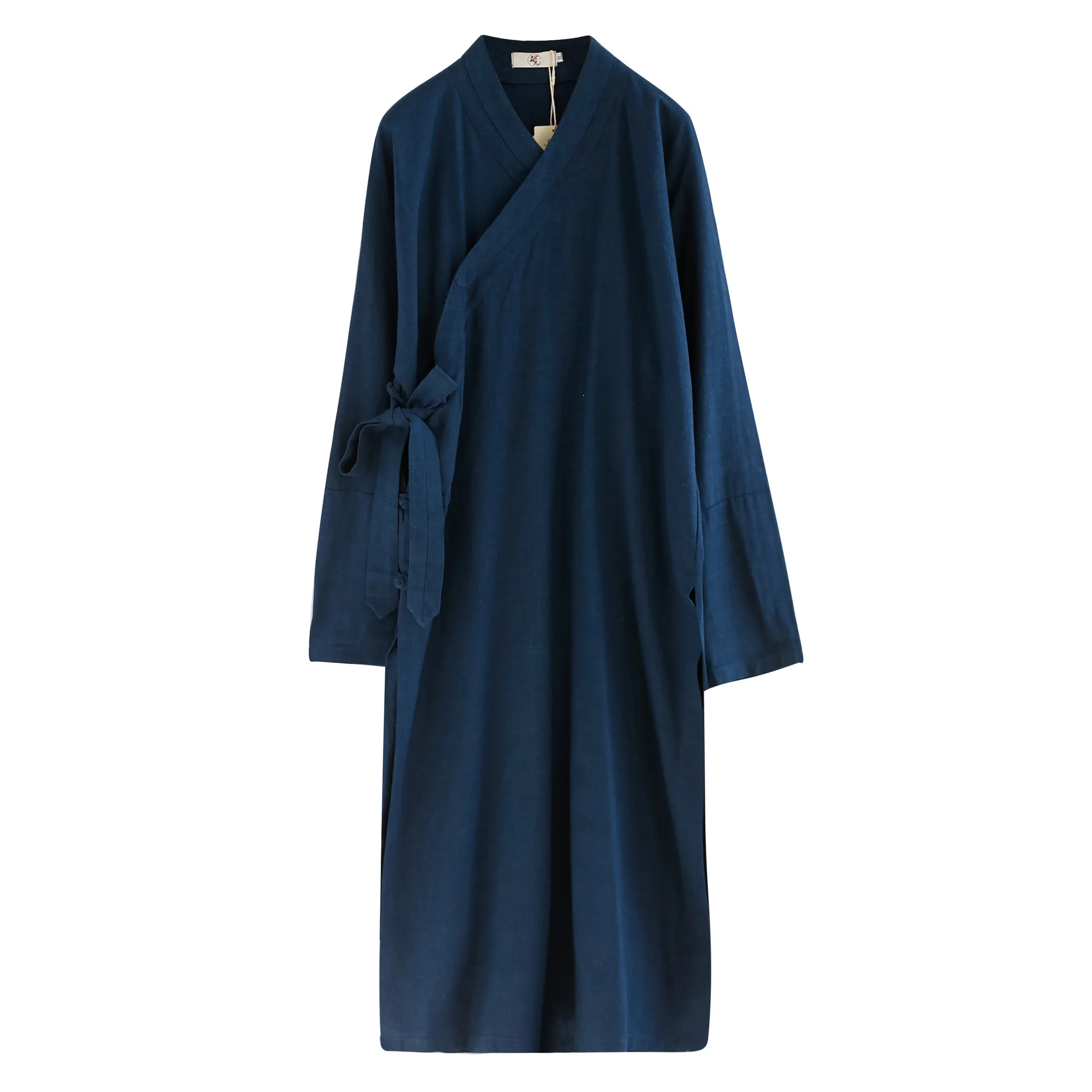 Мужские китайский Стиль из хлопка и льна длинное платье женское рубашка мужской