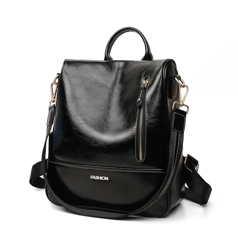 

Women Handbag New Soft Leather Large Capacity School Bag Female Backpack Computer Girl Travel Bags Casual Ladies Black Shoulder