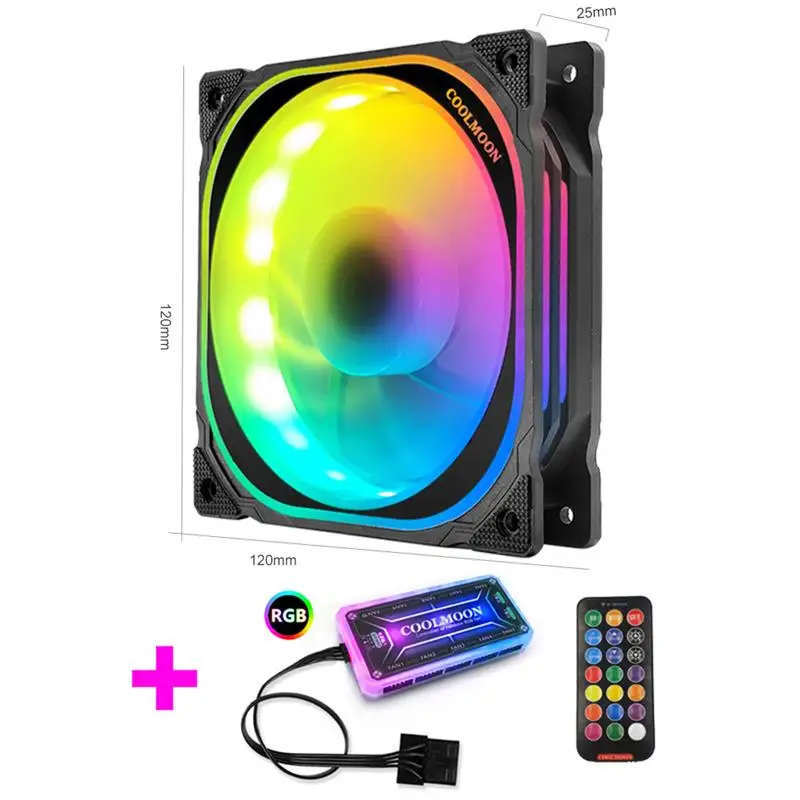 

Computer Case Fan LED Light Remote Controller 6 Pin RGB Mute Cooling Fan Cooler For DIY Computer Case Apply To Mainframe