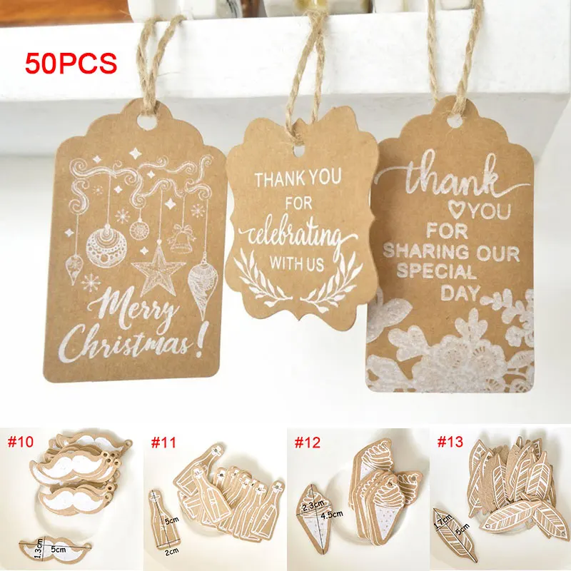 Ремесло Бумага 50 шт./упак. Рождество этикетка Рождественский подарок Теги бирки