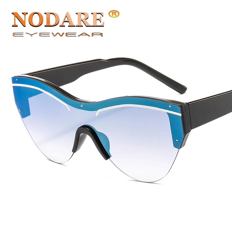 

NODARE Hot Big Frame Women Half Frame Sunglasses Brand Design Personality Mirror Sun Glasses Driving Gradient Shades Eyewear