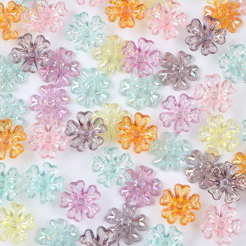 Разноцветные акриловые бусины с цветами цветные разделители ярких цветов для