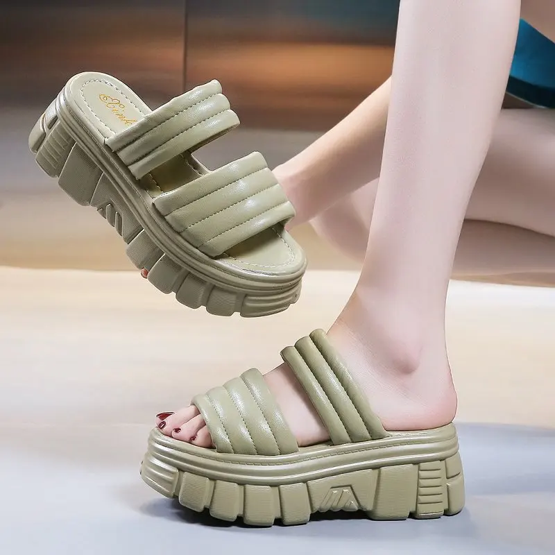 

Летние женские тапочки на толстой подошве, Модные Элегантные Простые однотонные Нескользящие износостойкие шлепанцы