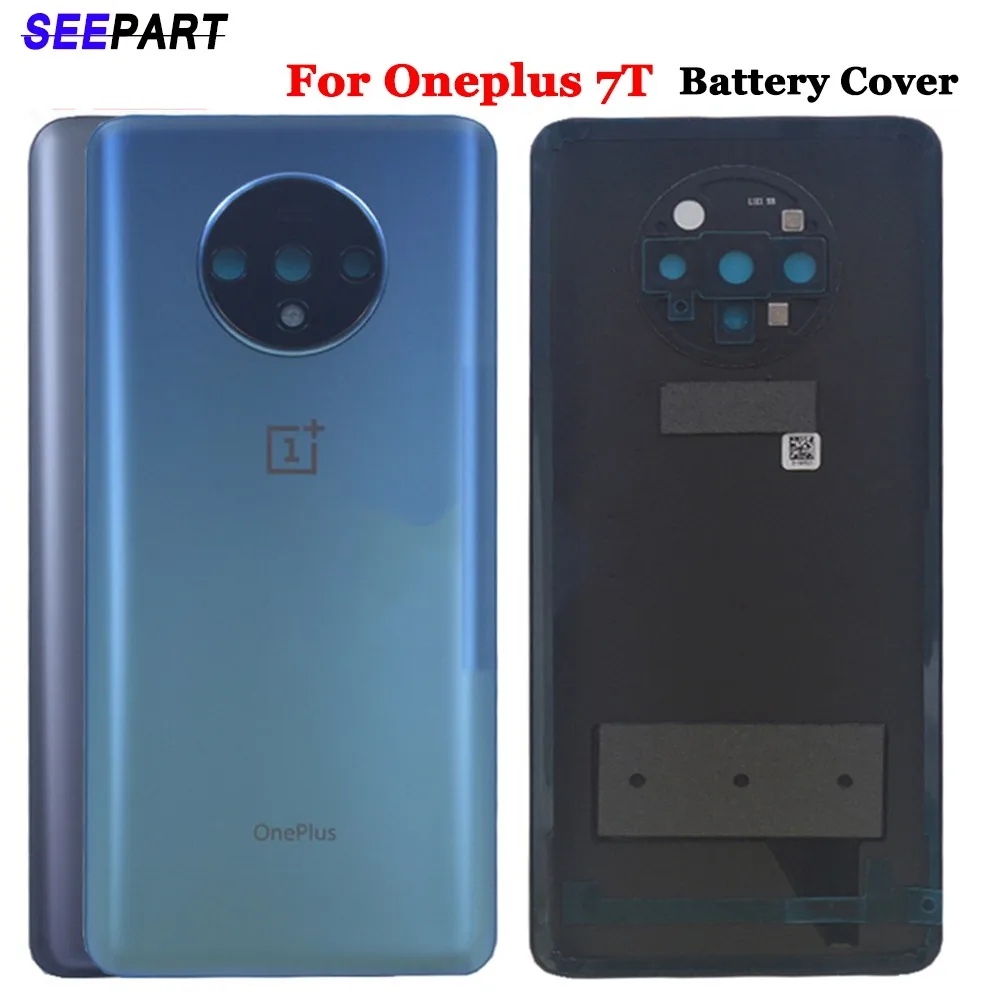 

100% Tested For Oneplus 7T Back Glass Rear Housing Cover Replacement Back Door Battery Case for Oneplus 1+7T With Camera Lens