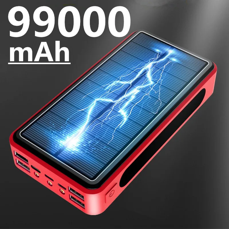 99000 мАч Солнечный батарейный блок Wireless Power Bank LED подсветкой портативный 4USB