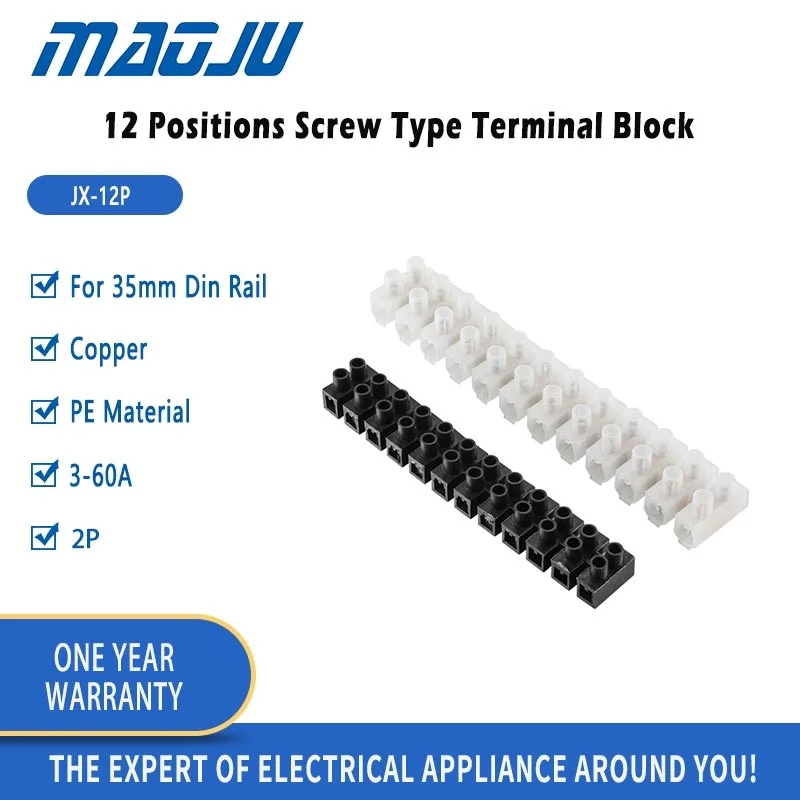 

Plastic Terminal Block Wire Connector 3A 10A Dual Row 12 Positions Screw Terminal Block Cable Connector Electric Barrier Strip