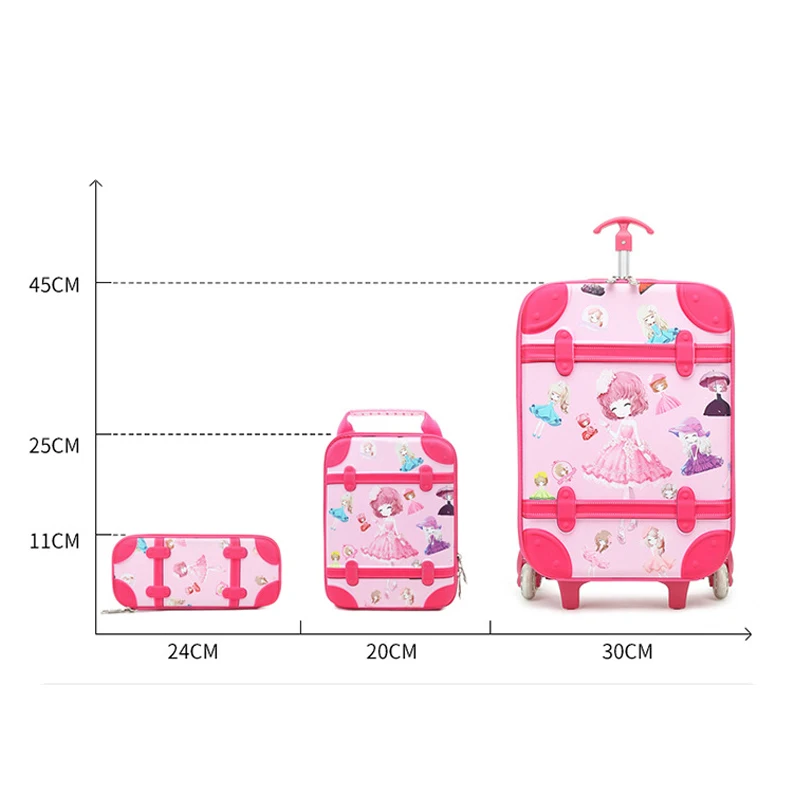 Новинка 2019 Детская сумка на колесиках с 3D рисунком детский рюкзак для девочек