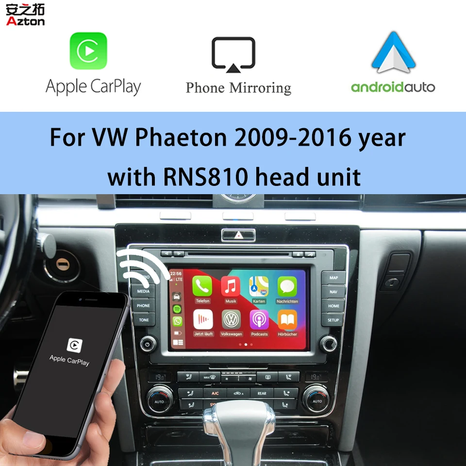 WIFI Wireless iPhone CarPlay Android Auto For VW Phaeton 2009-2016 RNS810 Apple Car Play Mirror Link Multimedia Video Interface |