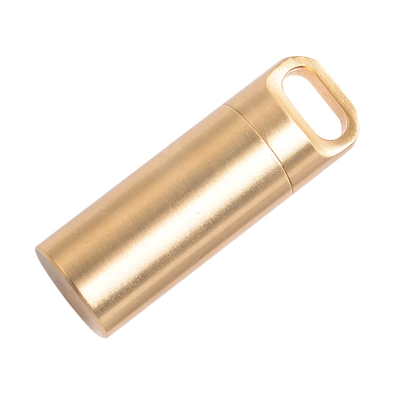 

Multifunctional EDC Container Survival Waterproof Medicine Pill Box Brass Seal Cabin Outdoor Camping Tool