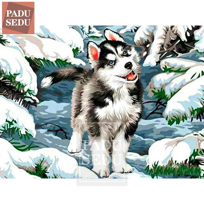 

Diamond Embroidery Dogs Husky Dog Cross Stitch Daimond Painting Full Display Rhinestones Animals Wall Decoration Handmade Gifts