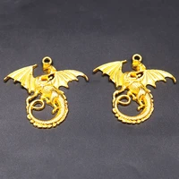 4pcs golden color evil dragon pendant diy charms retro necklace earrings jewelry crafts metal accessories 4643mm p701
