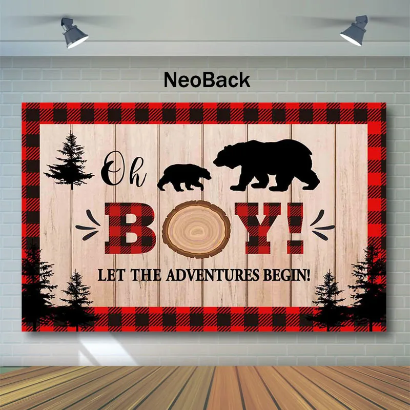 Вечерние фоны для фотосъемки в клетку с красными и черными буйволами Neoback Lumberjack