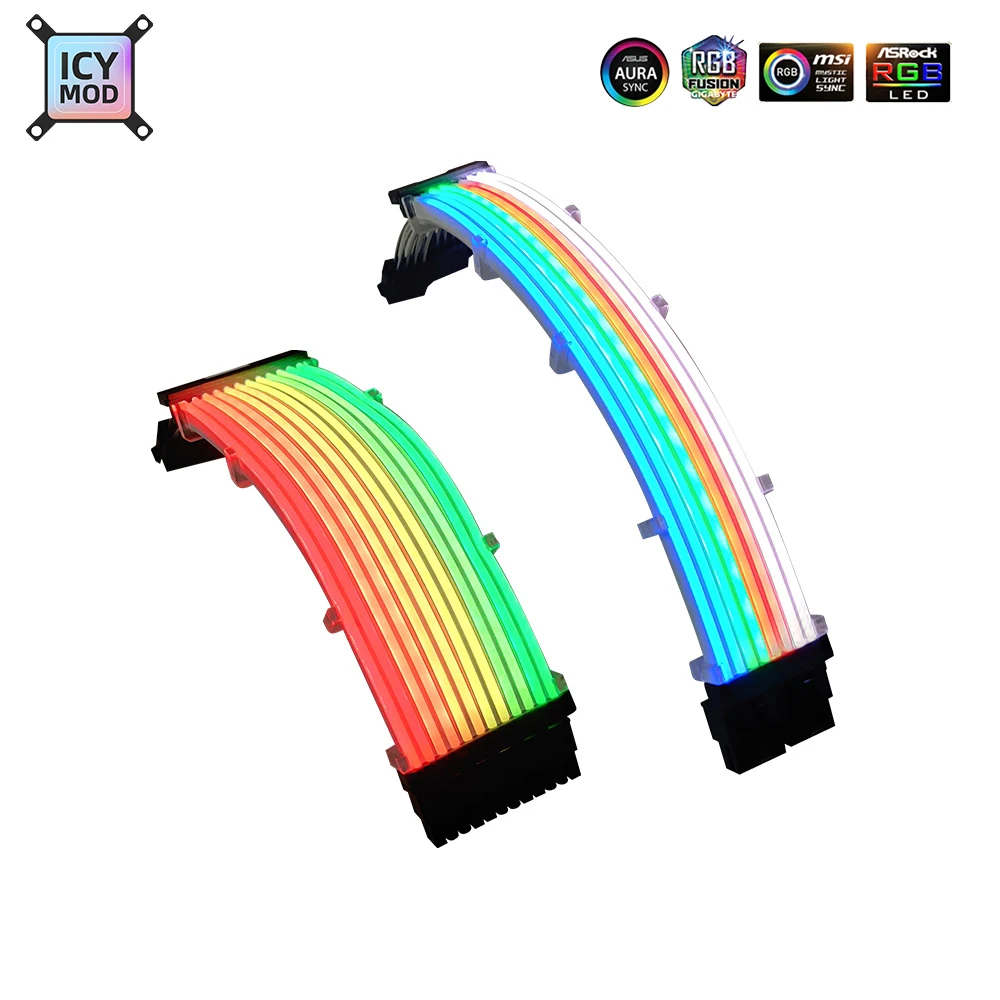 Cabo de Extensão Cabo de Iluminação A-rgb Arco-íris Efeito Néon Strimer Fio 24pin Extensão Motheboard Vga Extender pc Mod Gpu 8pin