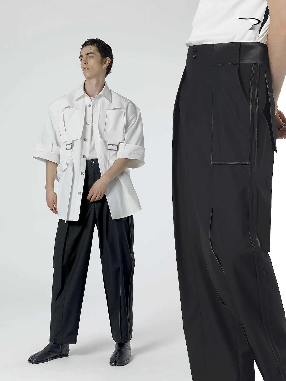 

2021 мужская одежда стилист Мода Маленькая группа структура атласной вставкой повседневные Прямые брюки размера плюс костюмы 27-46