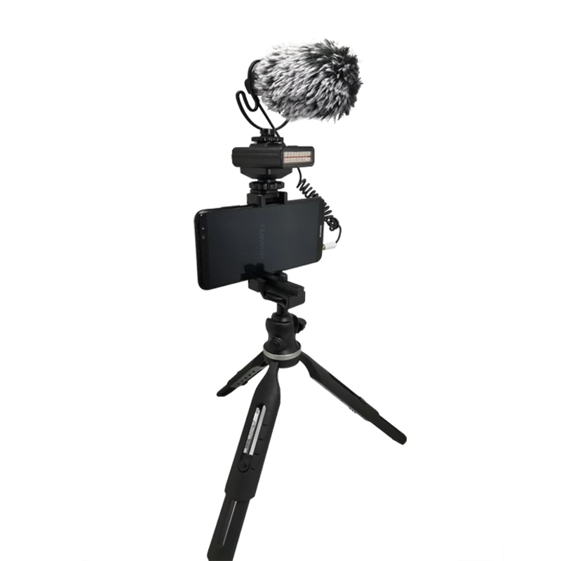 Комплект микрофона с светодиодный светильник Штатив для смартфона Volg YouTube видео