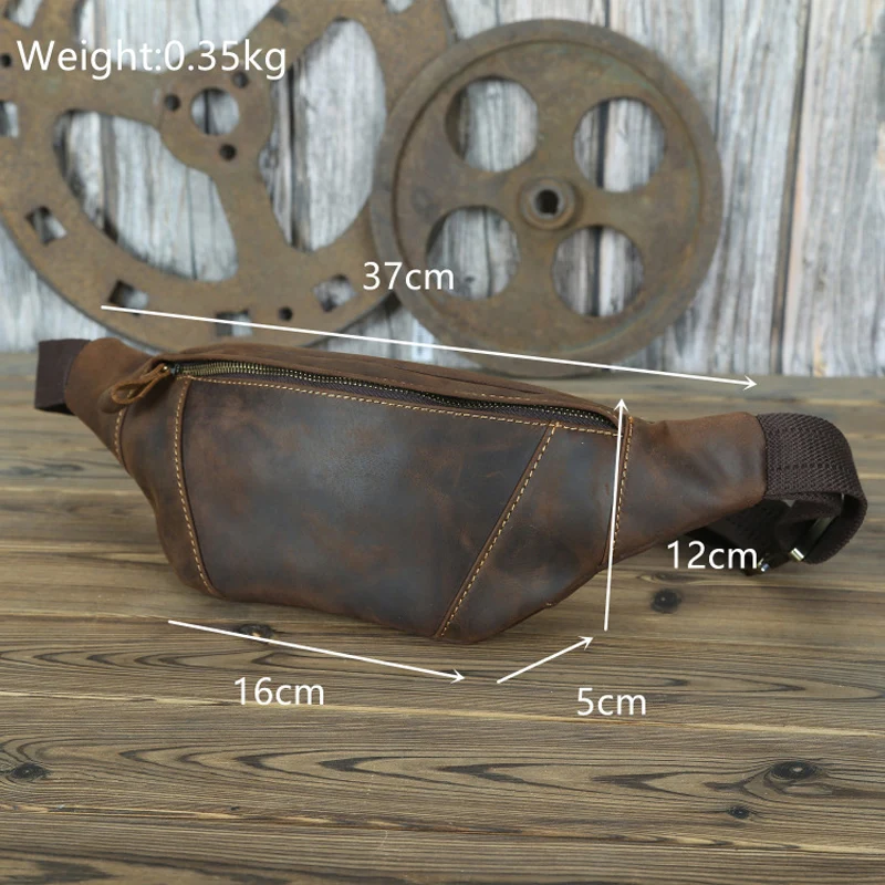 

Men's Fanny Waist Bag Real Leather Travel Cross Body Phone Pouch Sling Chest Pack Casual Male Large Hip Bum Purse