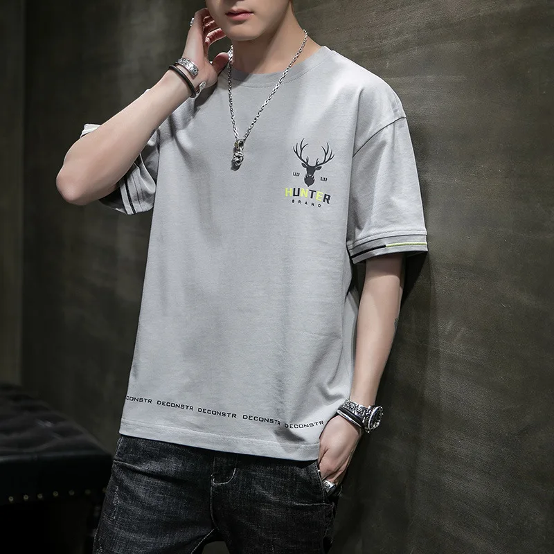 Мужская хлопковая футболка с коротким рукавом в стиле хип хоп|Мужские футболки| |