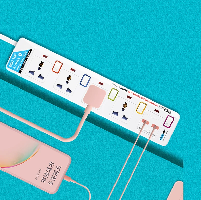 Мощность полосы 1 8 м Универсальная розетками переменного тока разъем 2 Порты USB