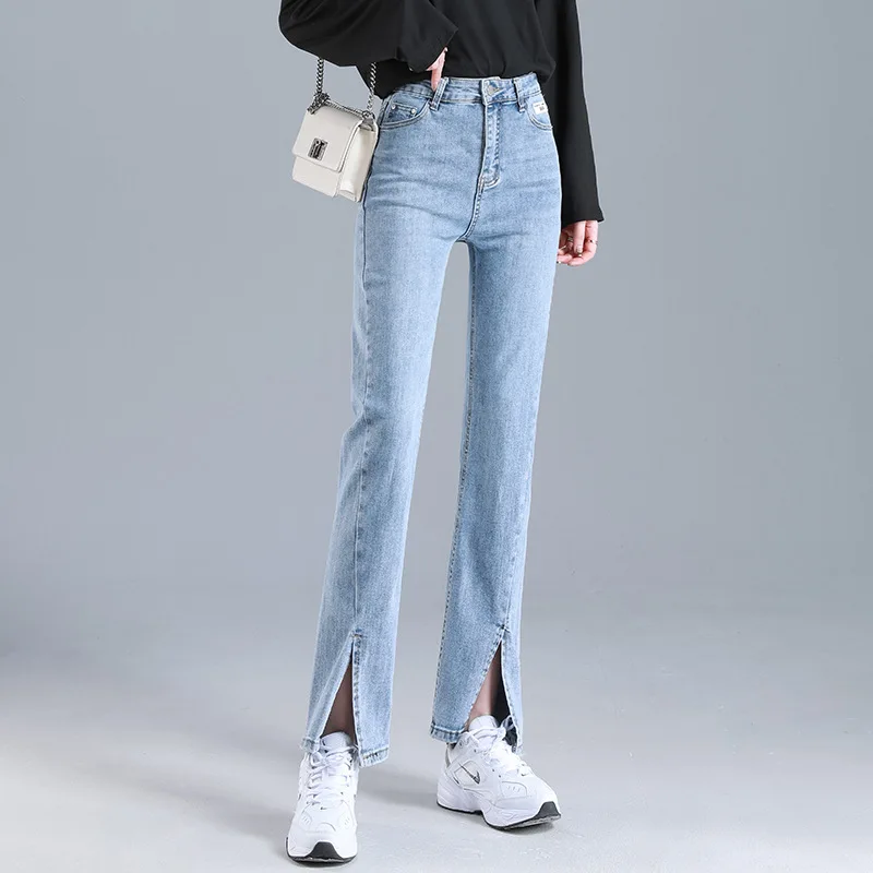 

Vintage Women High Waist Jeans Micro Flared Pants Female Fashion Cowboy Slim Split Pants Mom Jeans Y2K ​Casual Denim Trousers 30
