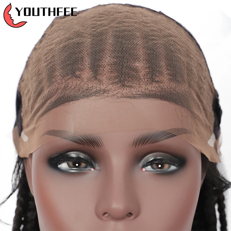 

Youthfee 13X6 Swiss Lace Frontal Syntetic Wigs With Baby Hair 28"Box Braid Wigs For Black Women Cornrow Lace front Wig