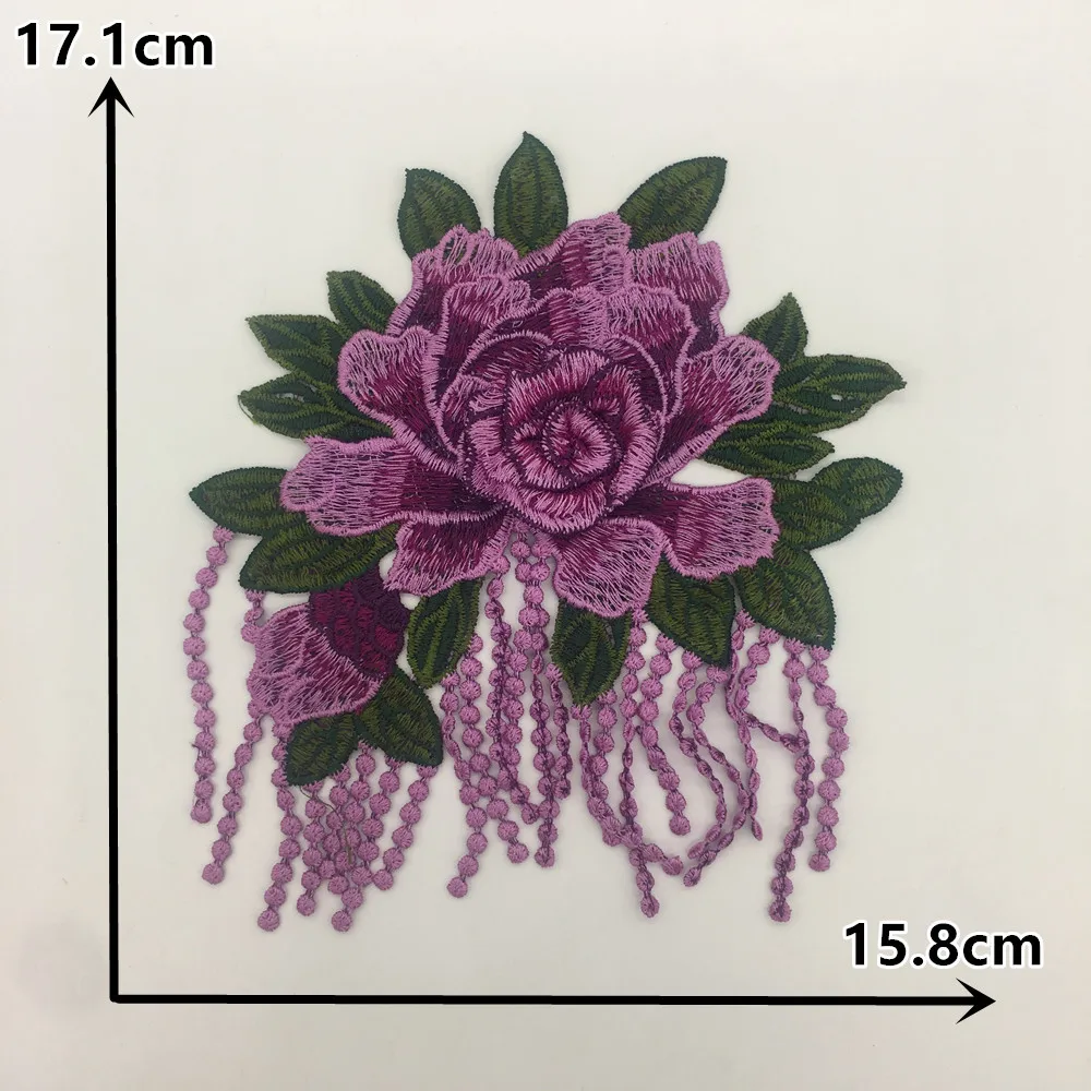 Многоцветная 3D Цветочная кружевная ткань из полиэстера аппликация для вышивания