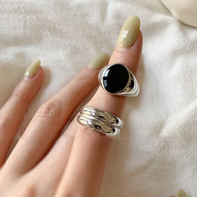 

Finger Rings Jewelry Black Color Resin Mold Round Ring Adjustable Cute Charm Simple Cool Vintage Rings Women Jewellery