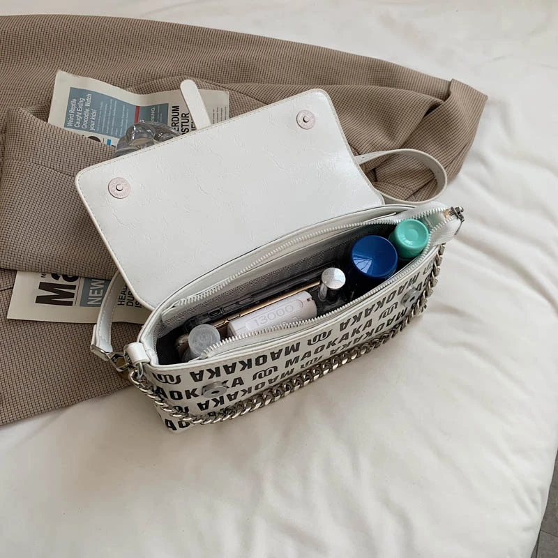 

2021 New Woman Shoulder Bag High Quality PU Chain Diagonal Small Bag Luxury Designer Handbag Underarm Bag 2021 Summer Female Bag