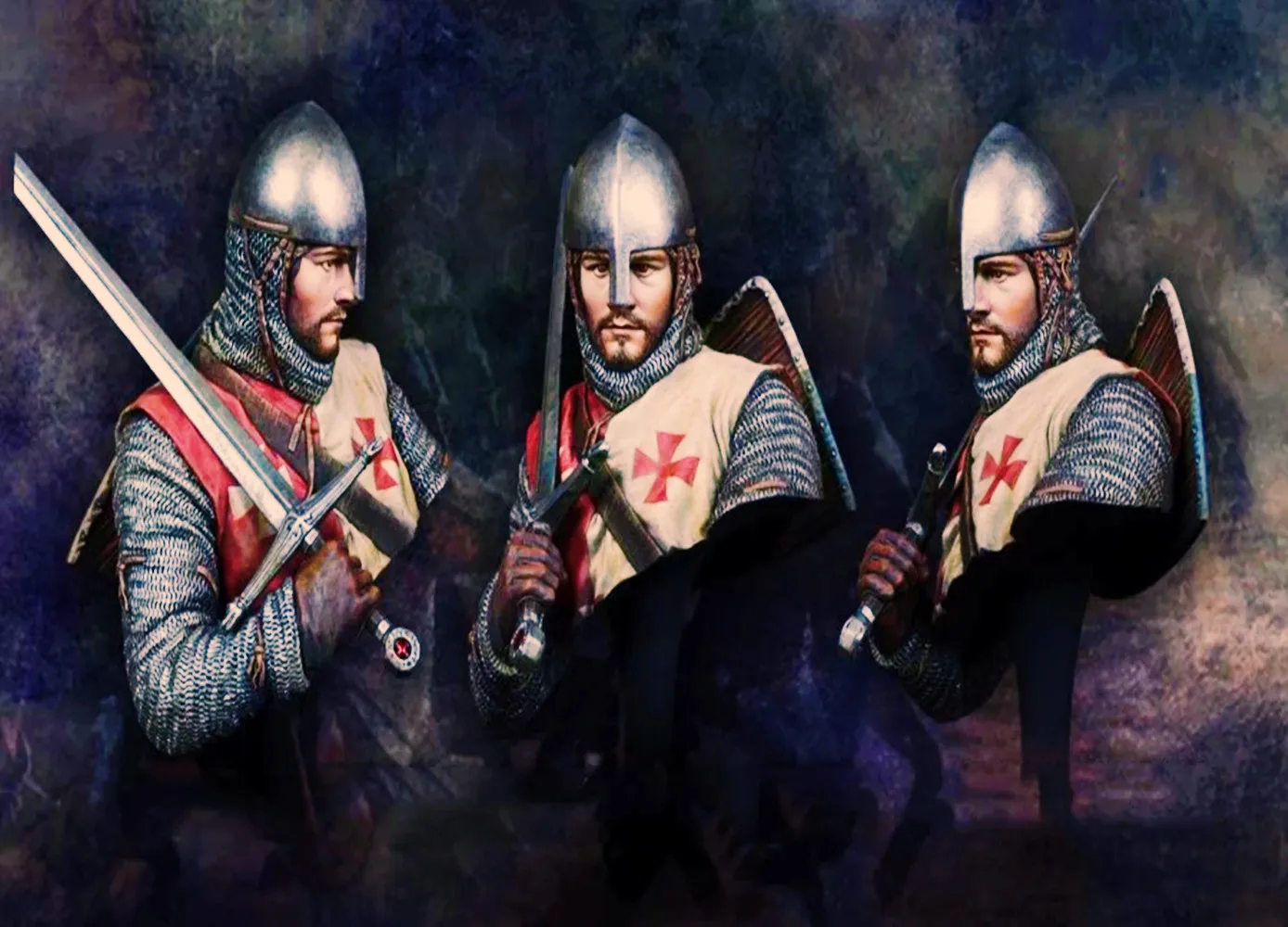 Рыцари темплар средневековый воин постер крестовики настенная бумага искусство