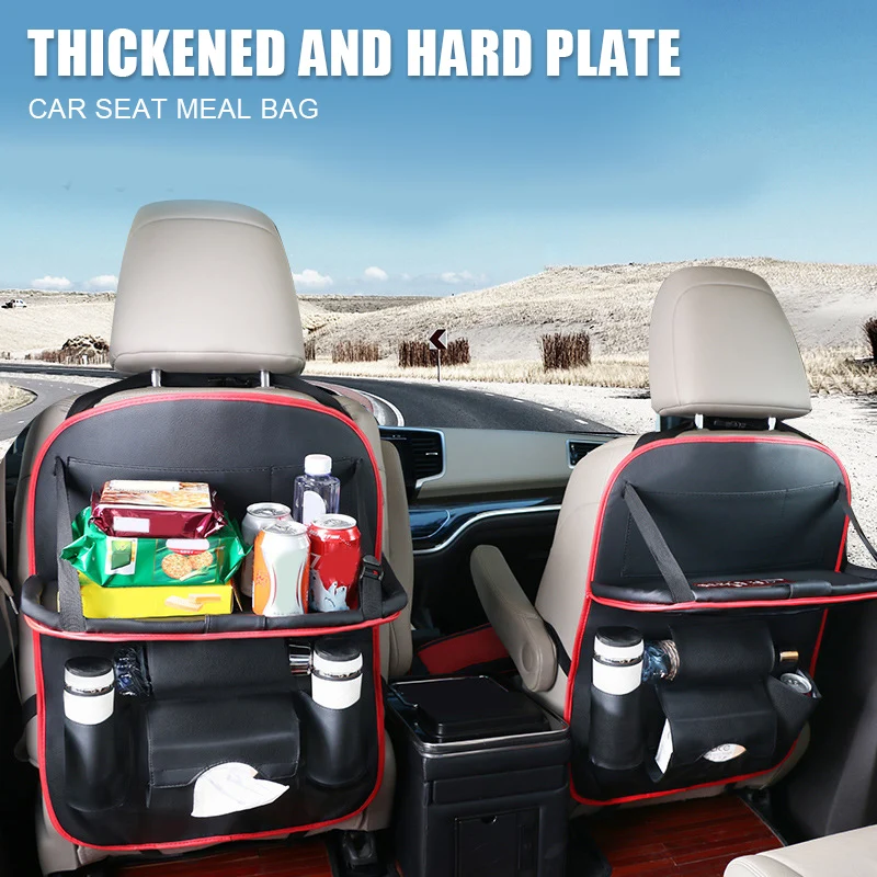 Продажа Из искусственной кожи органайзер для спинки сиденья автомобиля, поднос, дорожная сумка для хранения, складной обеденный стол SEC88