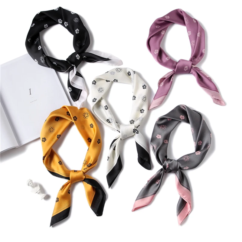 Новый квадратный шарф для женщин роскошный бренд цветочный принт маленькие