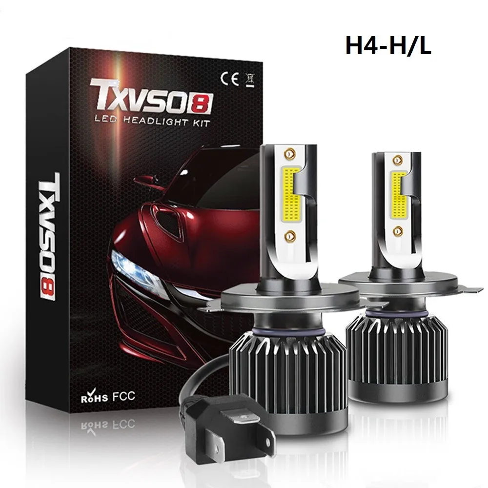 

2Pcs/Set Super Bright Car Headlights TXVS08 LED H1 H7 9005/HB3 H4-H/L H4 H4/9003/HB2 55W 6000K White 20000LM/Set DC9V-32V IP68