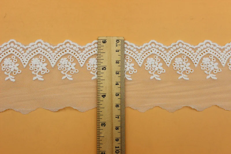 1 Yard White Beige Thread Flower Mesh Dress Lace Trim Embroidery Accessories 7cm Width Free Shipping | Дом и сад