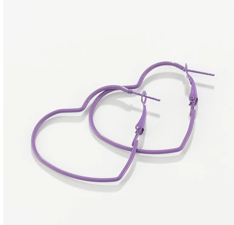 purple Новинка, женские серьги, Персиковое сердце, сердце, набор колец для ушей, популярные золотые серьги, опт, серьги для женщин, серьги, модное ювелирное изделие - Окраска металла: purple