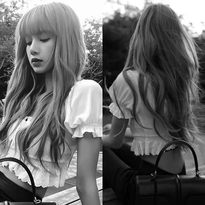 

No Clip Wave Halo Hair Extensions Ombre Synthetic Natural Black Blonde Pink One Piece False Hairpiece Fish Line Fake Hair Piece