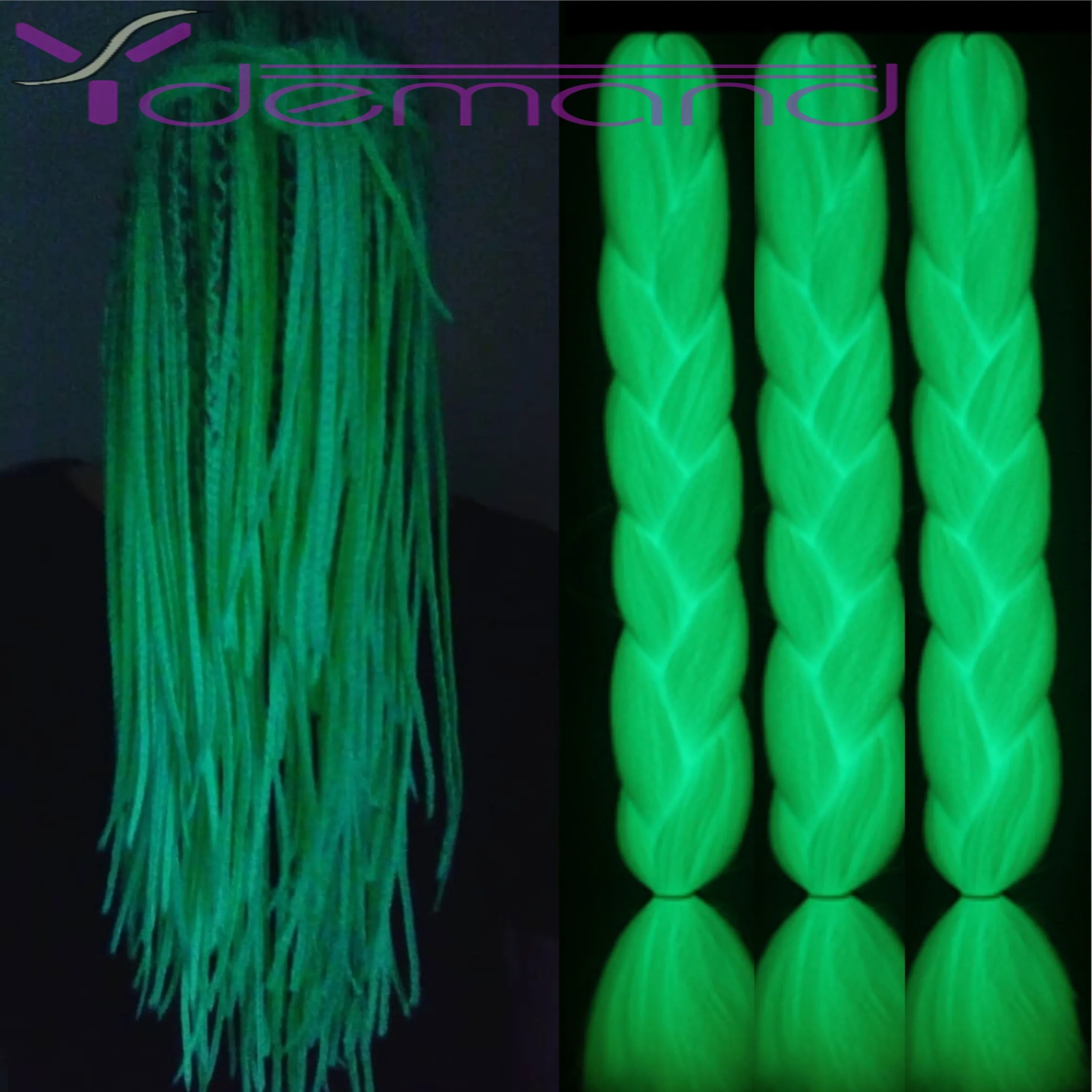 Y Demand синтетические волосы Jum bo Braid зеленые неоновые Светящиеся Волосы 60 см