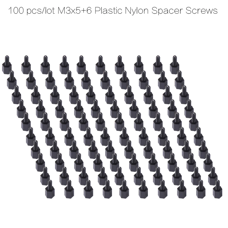 

100pcs/lot M3x5+6 Plastic Nylon Spacer Screws Hex Standoff Nuts for FPV Racing Drone Kit Accessories