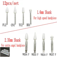 1 pack dental white stone polishing drill burs for fg 1 6mm high speed handpieces or ra 2 35mm low speed contra angel handpieces