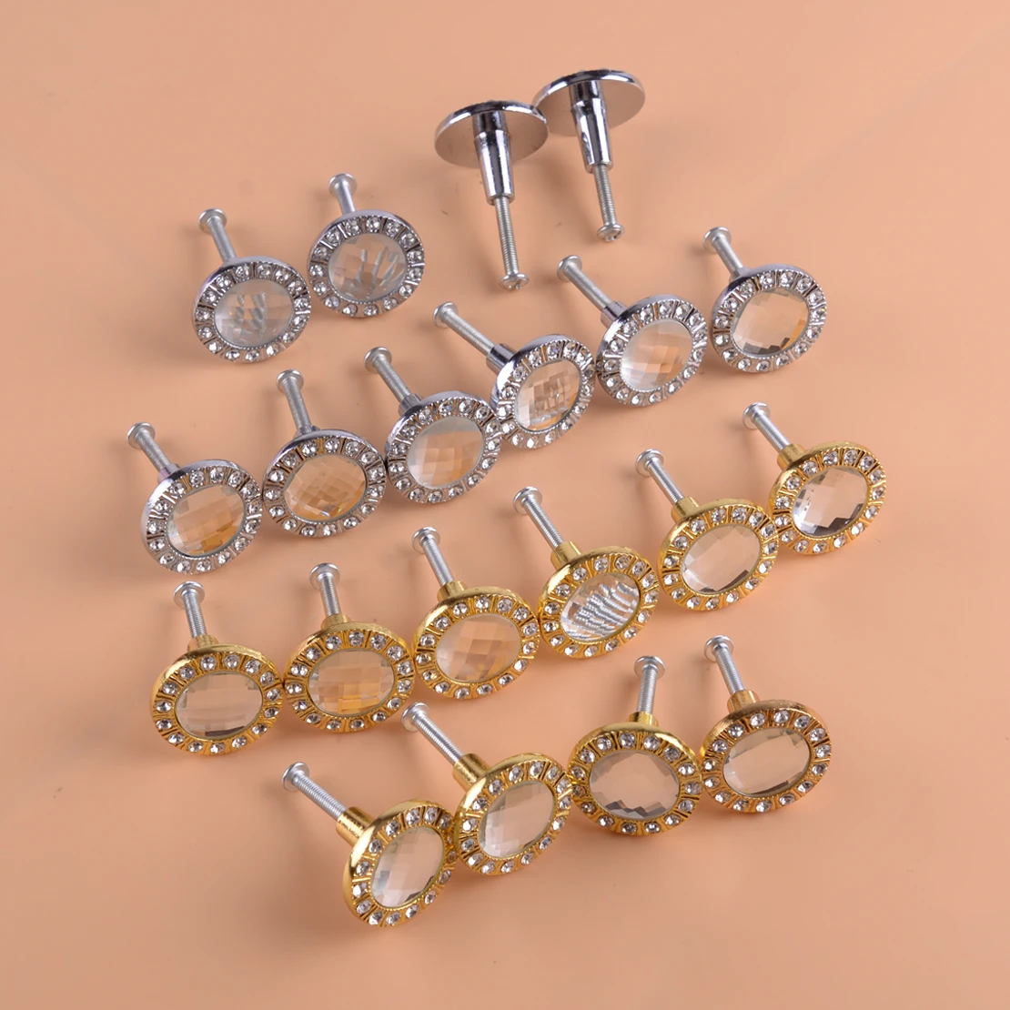 

LETAOSK 10Pcs Gold/Silver 30mm Diamond Shape Crystal Glass Cabinet Knob Cupboard Drawer Door Pull Handle Hardware Tools