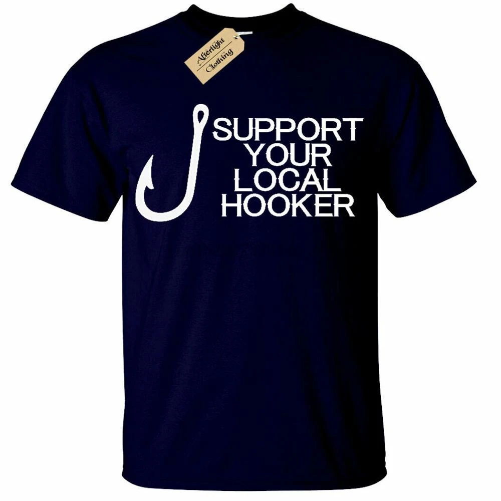 Поддержка ваш местный в машине Мужская футболка забавные Рыбалка подарок Шутка