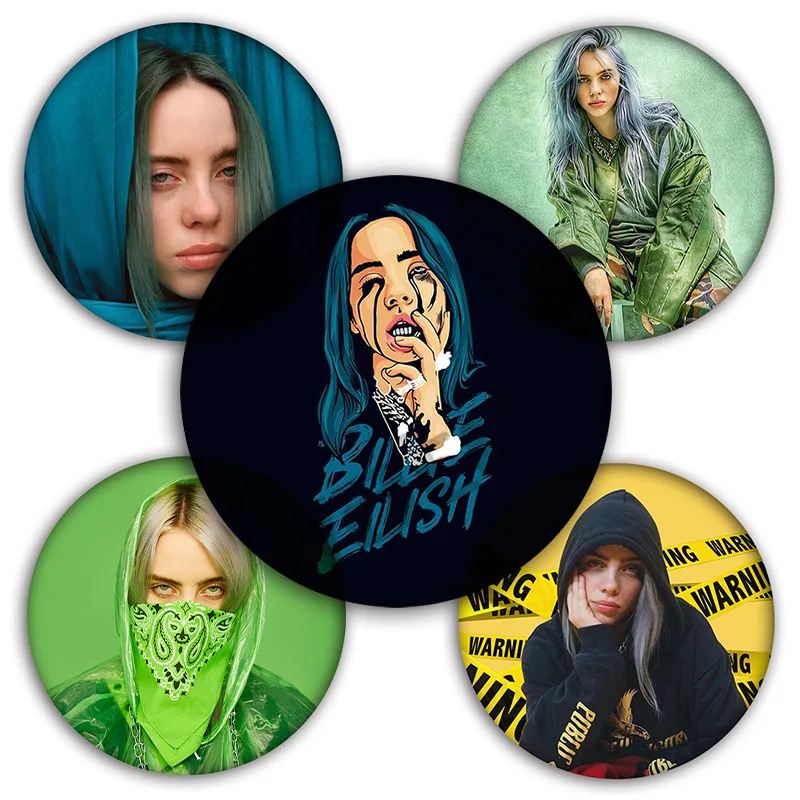Billie Eilish 3D принт хип-хоп певица значки броши одежда сделай сам нагрудные булавки
