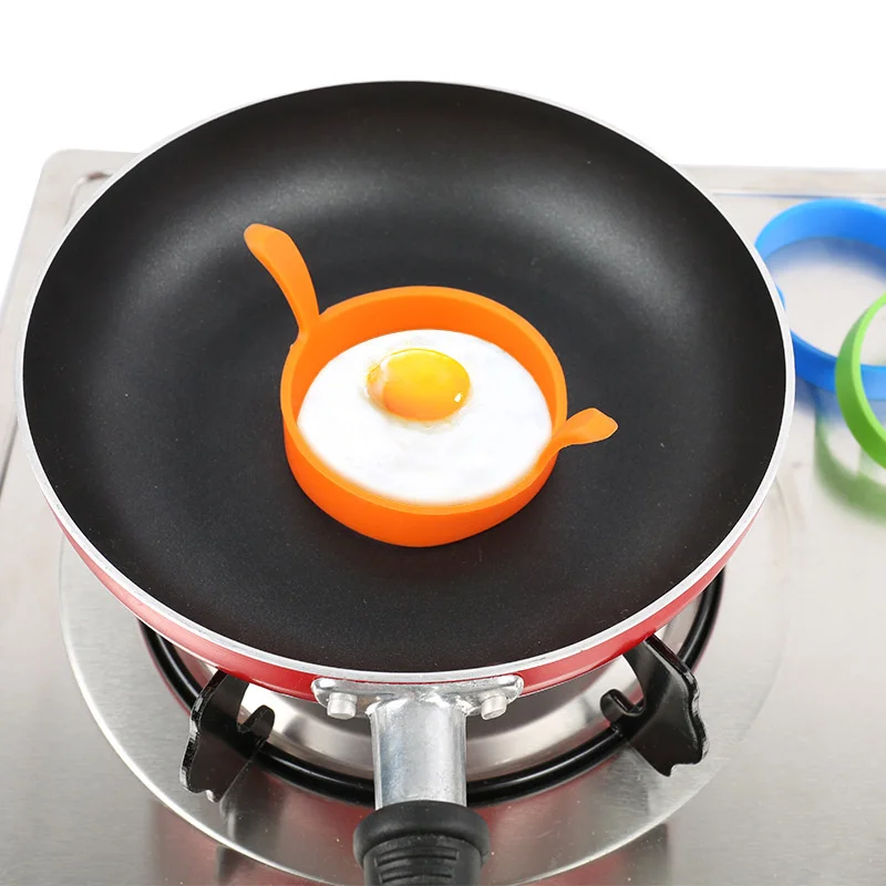

Family breakfast egg fryer tools circular food grade silicone egg fryer high temperature resistant two ear egg frying model