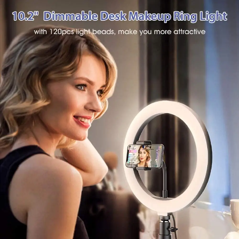 Кольцевой светильник диаметром 10 дюймов с подставкой светодиодный для камеры