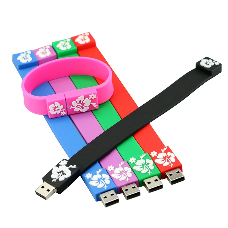 Флэш накопитель USB 64 ГБ Цветочный браслет 32 16 8 флэш 256 128 карта памяти силиконовый