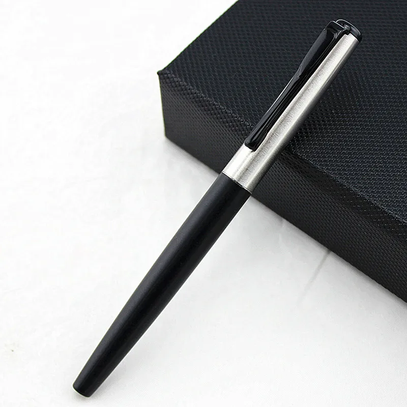 

Financial Tip 0.5mm Extra Fine Fountain Pen Pen cap Silver Color Clip Ink Pens Steel Metal Classic Office School A6619