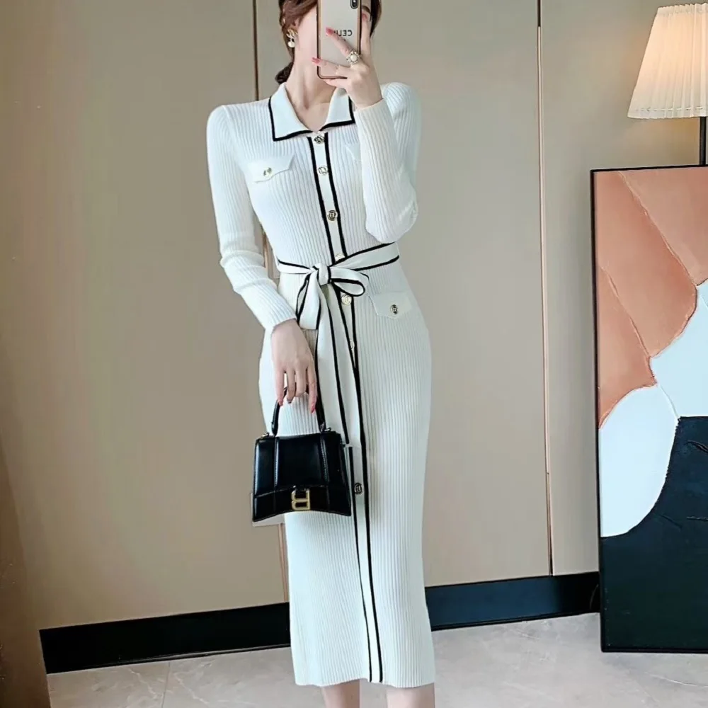 

Big brand spring and autumn knitting elasticity ladies tight-fitting long dress 2021New women's fashion high-quality tutu skirt